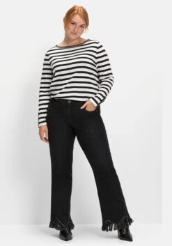 Sheego Langarmshirt Mit Streifen Und Glanzgarn-Details 11 Sheego Langarmshirt Mit Streifen Und Glanzgarn-Details -Sommertraum Mode 14555402108 04J7P 02 SH