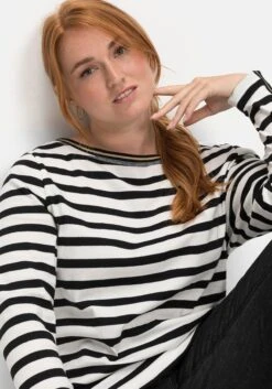 Sheego Langarmshirt Mit Streifen Und Glanzgarn-Details 13 Sheego Langarmshirt Mit Streifen Und Glanzgarn-Details -Sommertraum Mode 14555402108 04J7R 02 SH