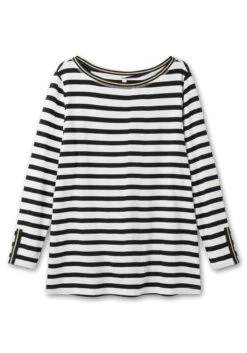 Sheego Langarmshirt Mit Streifen Und Glanzgarn-Details 10 Sheego Langarmshirt Mit Streifen Und Glanzgarn-Details -Sommertraum Mode 14555402108 04J7S 01 SH