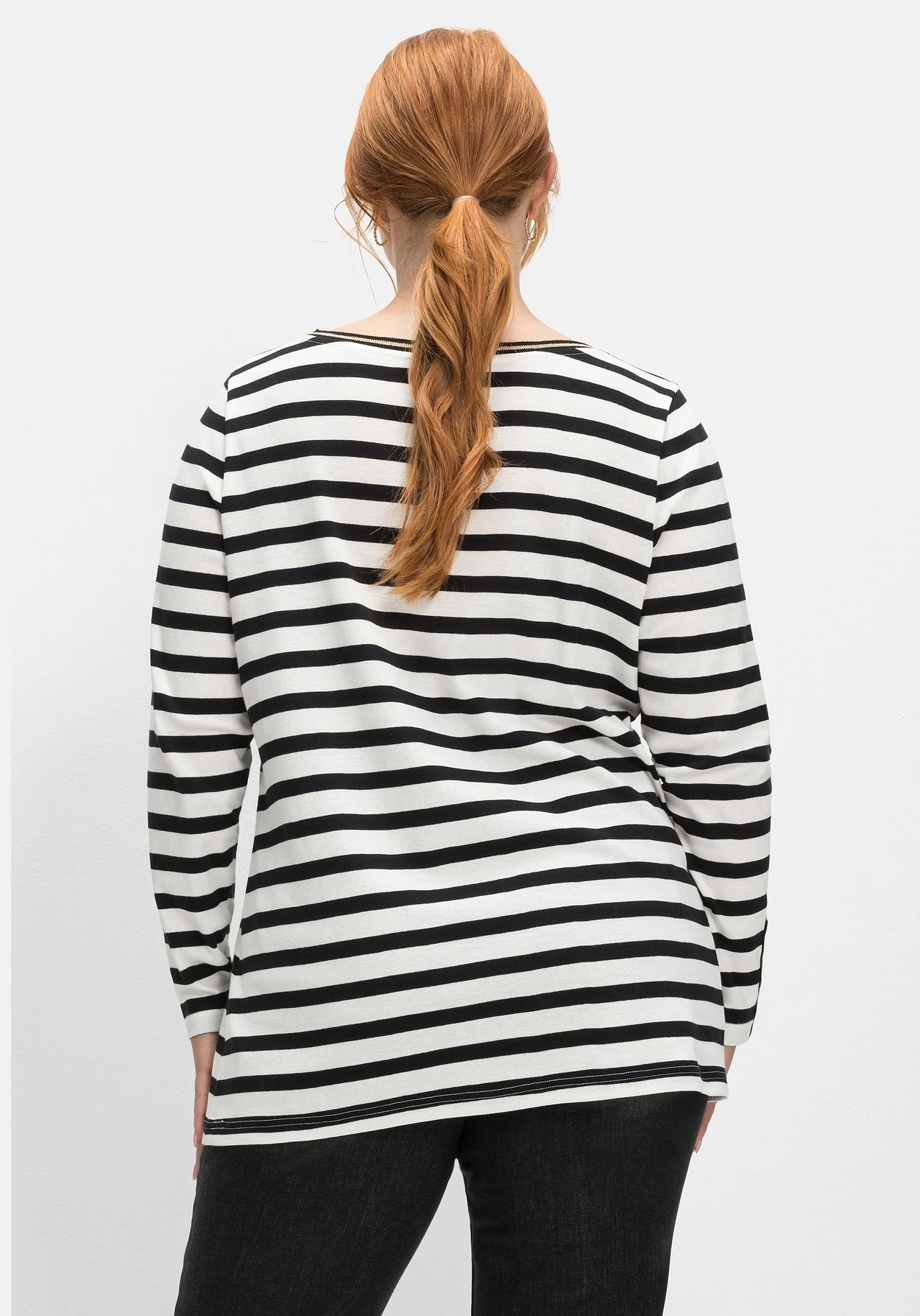 Sheego Langarmshirt Mit Streifen Und Glanzgarn-Details 4 Sheego Langarmshirt Mit Streifen Und Glanzgarn-Details – Bild 2