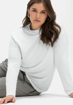 Sheego Langarmshirt Mit Angekräuseltem Stehkragen -Sommertraum Mode 14557400011 04J51 02 SH