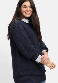 Sheego Pullover In Perlfangstruktur, Mit Zopfmuster 13 Sheego Pullover In Perlfangstruktur, Mit Zopfmuster -Sommertraum Mode 14557900035 04J33 02 SH