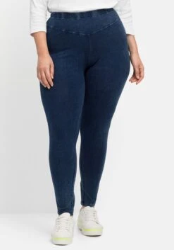 Sheego Leggings In Denimoptik, Mit Breiter Passe