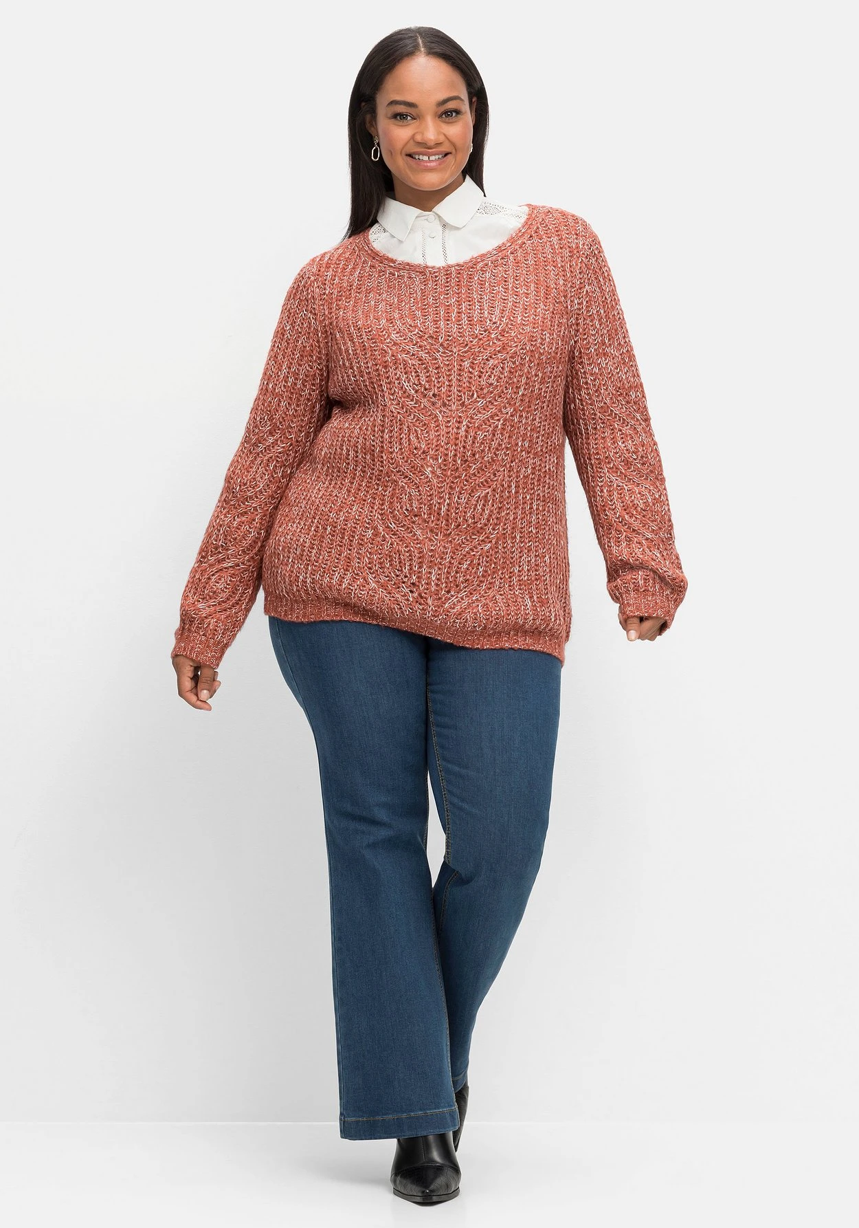 Melierter Pullover Mit Kabelstrickmuster 6 Melierter Pullover Mit Kabelstrickmuster – Bild 4