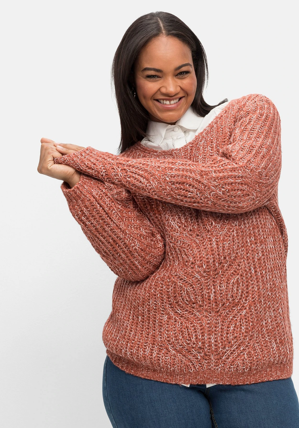 Melierter Pullover Mit Kabelstrickmuster 8 Melierter Pullover Mit Kabelstrickmuster – Bild 6