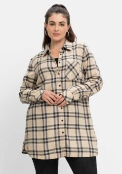 Sheego Hemdbluse Mit Karomuster, In Längerer A-Linie