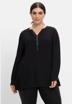 Sheego Tunika Mit Pailletten Am V-Ausschnitt