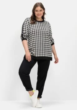 Sheego Pullover Mit U-Boot-Ausschnitt, Im Hahnentrittmuster 11 Sheego Pullover Mit U-Boot-Ausschnitt, Im Hahnentrittmuster -Sommertraum Mode 14578700404 04J3F 05 SH