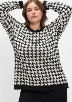 Sheego Pullover Mit U-Boot-Ausschnitt, Im Hahnentrittmuster 13 Sheego Pullover Mit U-Boot-Ausschnitt, Im Hahnentrittmuster -Sommertraum Mode 14578700404 04J3H 05 SH