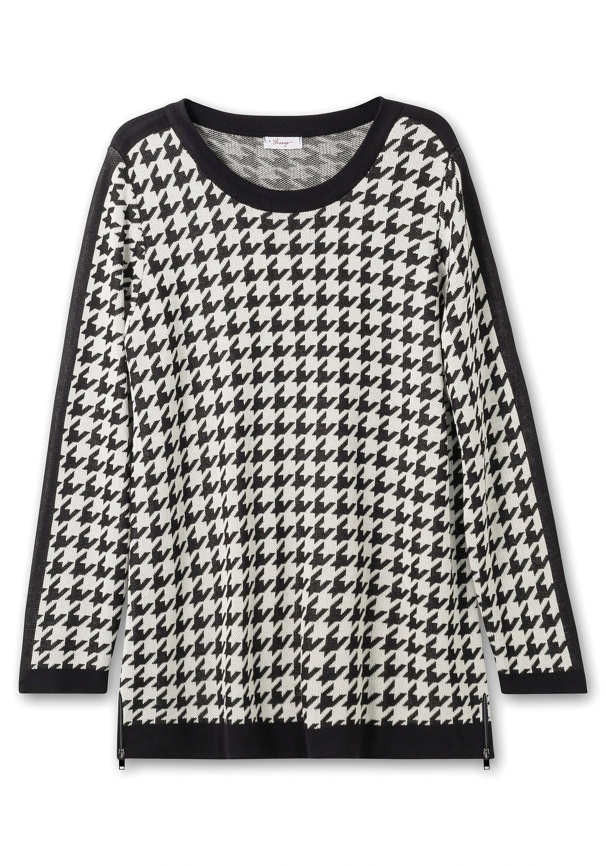 Sheego Pullover Mit U-Boot-Ausschnitt, Im Hahnentrittmuster 5 Sheego Pullover Mit U-Boot-Ausschnitt, Im Hahnentrittmuster – Bild 3