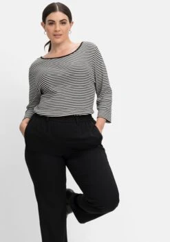 Sheego Gerade Hose Mit Gummibund Und Satinpiping -Sommertraum Mode 14579700289 04IJQ 02 SH