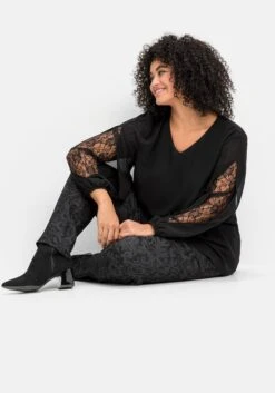 Sheego Schmale Hose Mit Tonigem Jacquardmuster -Sommertraum Mode 14579800289 04IG1 03 SH