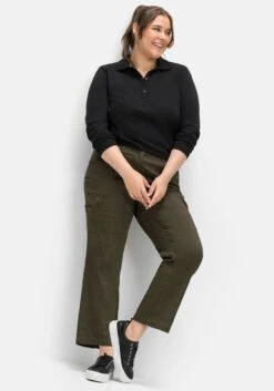 Sheego Cargohose Mit Teilgummibund, Leicht Glänzend 15 Sheego Cargohose Mit Teilgummibund, Leicht Glänzend -Sommertraum Mode 14584100172 04ILK 02 SH