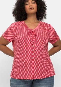 Shirt Mit Pünktchen Und Bindeband Am Ausschnitt 13 Shirt Mit Pünktchen Und Bindeband Am Ausschnitt -Sommertraum Mode 14668700779 04LFD 02 SH