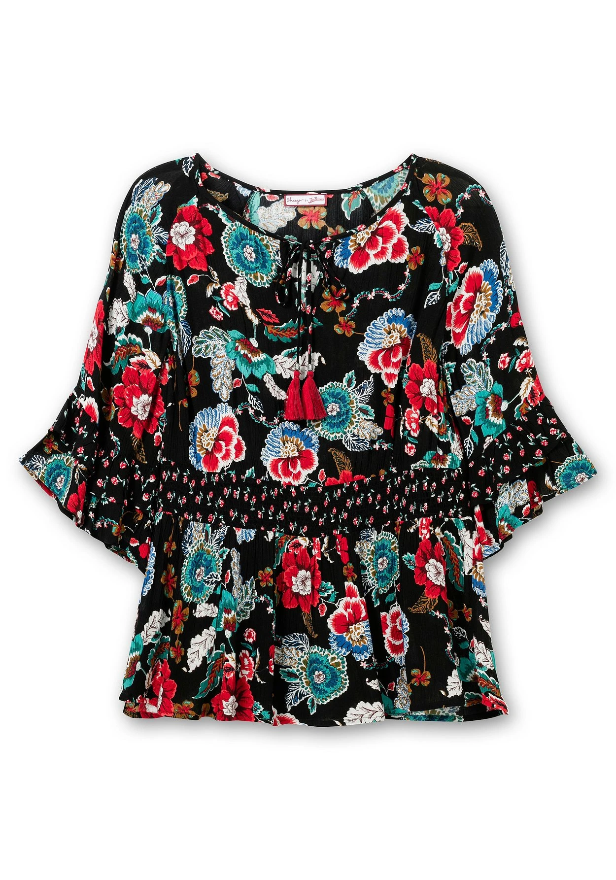 Tunika Mit Cut-outs, Smokbund Und Blumenprint 6 Tunika Mit Cut-outs, Smokbund Und Blumenprint – Bild 4