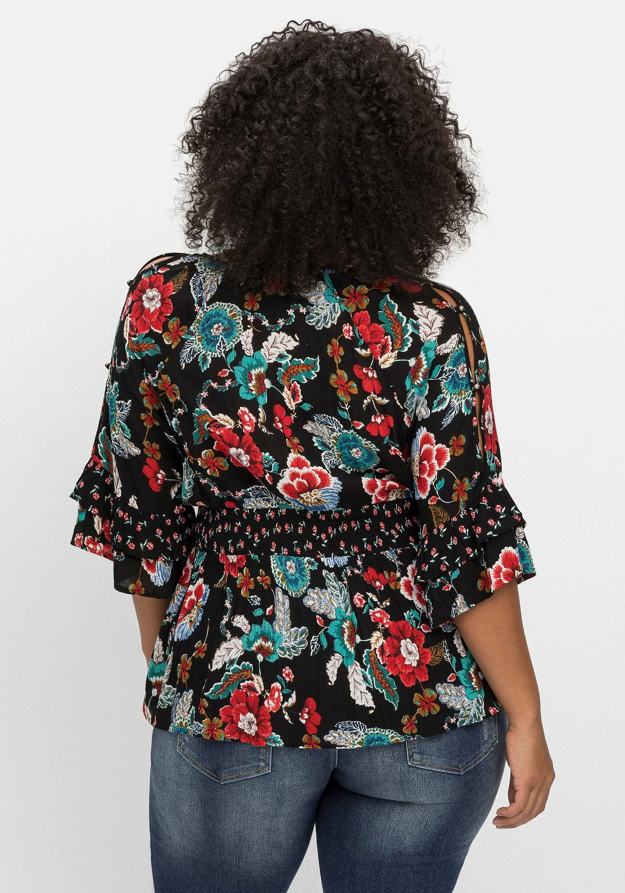 Tunika Mit Cut-outs, Smokbund Und Blumenprint 5 Tunika Mit Cut-outs, Smokbund Und Blumenprint – Bild 3