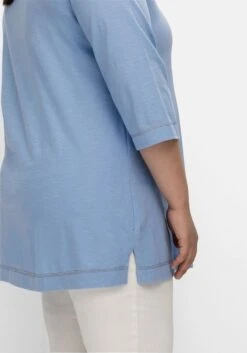 Sheego Shirt Mit 3/4-Arm Und Knopfleiste, Aus Flammgarn -Sommertraum Mode 14693802065 04M7E 02 SH