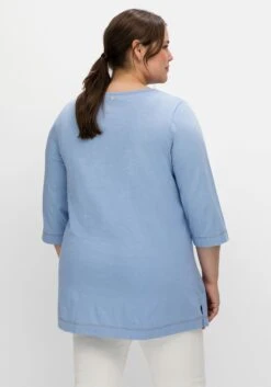 Sheego Shirt Mit 3/4-Arm Und Knopfleiste, Aus Flammgarn -Sommertraum Mode 14693802065 04M7I 02 SH