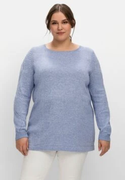Sheego Melierter Pullover Mit Ajourmuster Am Ärmel -Sommertraum Mode 14694502158 04LUM 02 SH