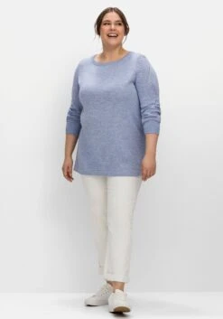 Sheego Melierter Pullover Mit Ajourmuster Am Ärmel -Sommertraum Mode 14694502158 04LUN 02 SH