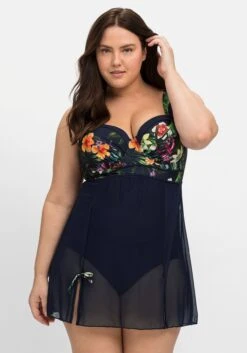 Badekleid Mit Transparentem Mesh-Rock