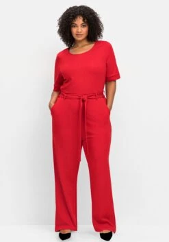 Jumpsuit Mit Bindegürtel Und Weitem Bein