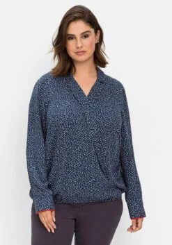 Sheego Tunika Mit Tupfenprint, In Wickeloptik