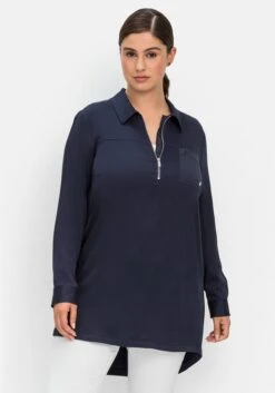 Sheego Longtunika Mit Hemdkragen Und Reißverschluss