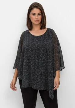 Sheego Tunika Im Poncho-Stil, Mit Minimal-Alloverdruck -Sommertraum Mode 14778401491 04NLY 02 SH