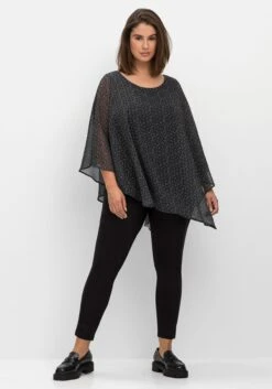 Sheego Tunika Im Poncho-Stil, Mit Minimal-Alloverdruck -Sommertraum Mode 14778401491 04NLZ 02 SH