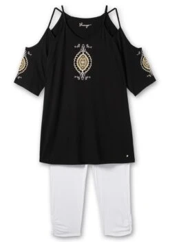 Sheego Set Aus Strandshirt Mit Cut-outs Und Caprileggings -Sommertraum Mode 14788000373 04NDL 00 SH