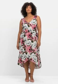 Maxikleid In Wickeloptik, Mit Blumendruck
