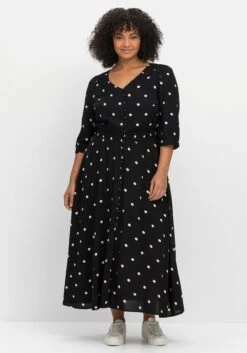 Maxikleid Mit Punkteprint Und Gesmokter Taille
