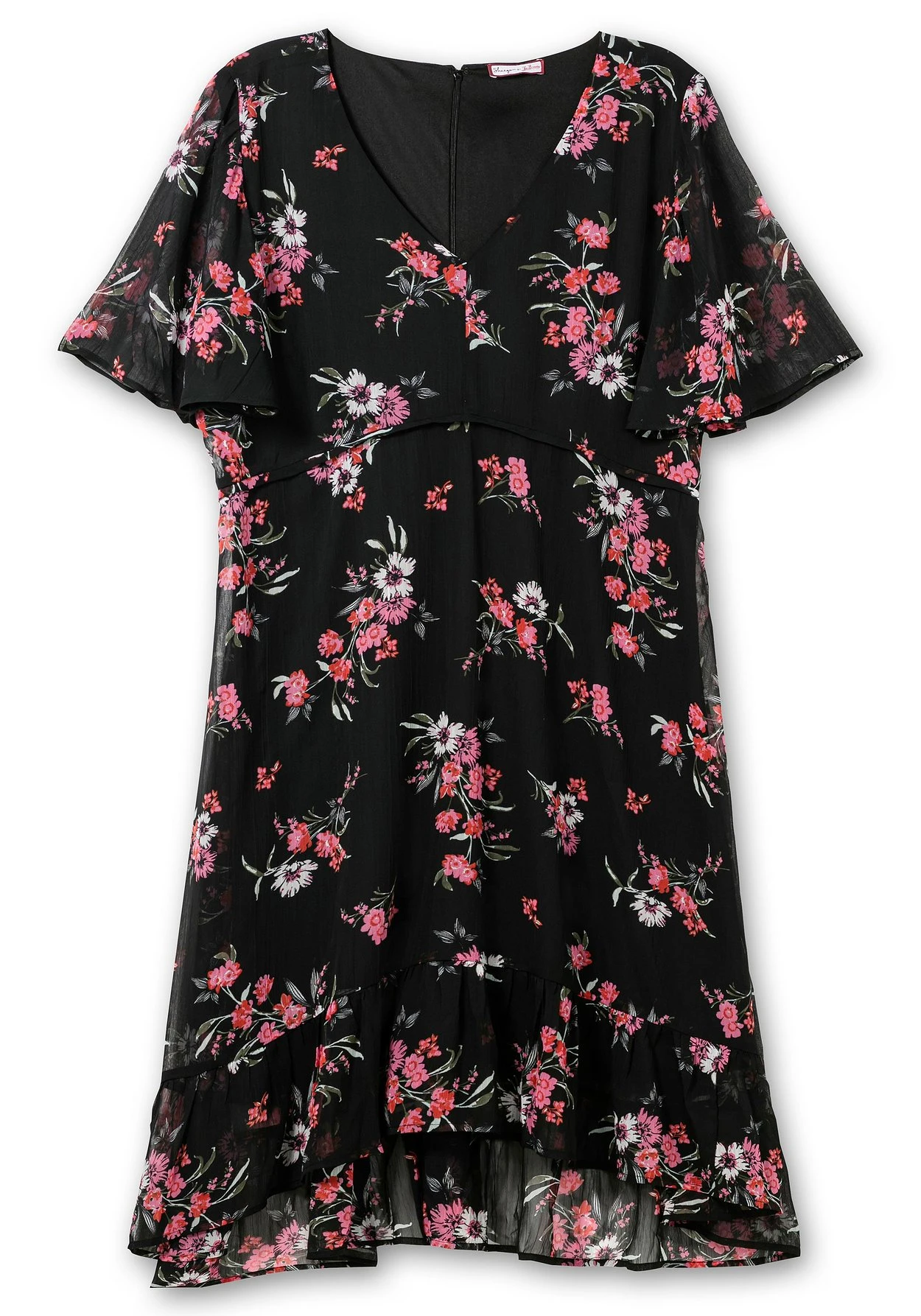 Chiffonkleid Mit Blumendruck Und Flügelärmeln 6 Chiffonkleid Mit Blumendruck Und Flügelärmeln – Bild 4