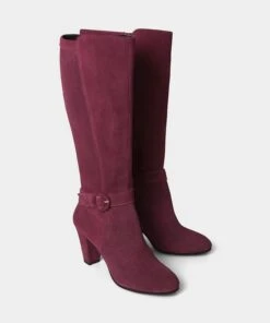 Stiefel Mit Absatz, Aus Veloursleder
