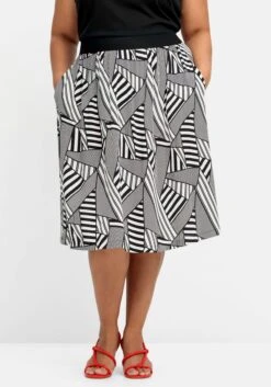 Sheego Midirock Mit Grafischem Muster Und Kontrastbund 14 Sheego Midirock Mit Grafischem Muster Und Kontrastbund -Sommertraum Mode 14824301491 04PMZ 02 SH