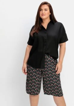 Sheego Weite Bermudas Mit Smokbund, Aus Viskose 15 Sheego Weite Bermudas Mit Smokbund, Aus Viskose -Sommertraum Mode 14825300377 04PX4 01 SH