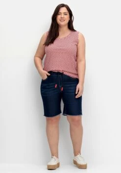 Sheego Bermudas Aus Sweat-Denim, Mit Offenem Saum