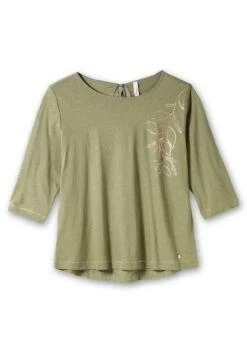 Sheego Shirt Im Leinen-Mix, Mit Goldfarbenem Print -Sommertraum Mode 14883602000 04QGL 00 SH