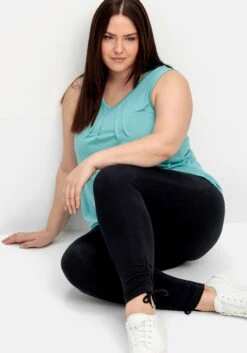 Sheego Leggings Mit Breitem Bund Und Raffung Am Saum -Sommertraum Mode 14890000289 04QBK 02 SH