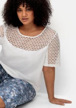 Sheego Jerseyshirt Mit Spitzenpasse -Sommertraum Mode 14890200010 04Q4K 02 SH