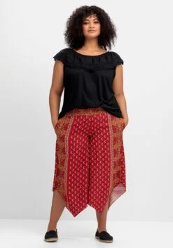 Sommertraum Mode 53 Gemusterte Hose Mit Smokbund Und Zipfelsaum