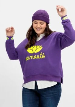 Sweater Mit Yoga-Print, Hinten Länger Als Vorn