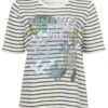 Gestreiftes T-Shirt Mit Frontdruck Und Glitzerdetails -Sommertraum Mode 14916101492 04P2V 00 SH