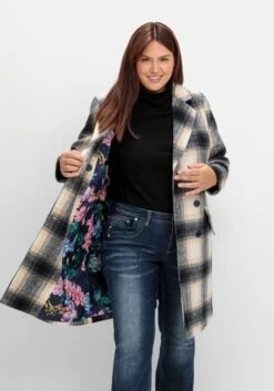 Karierter Kurzmantel Mit Wolle -Sommertraum Mode 14968802215 04WP0 02 SH