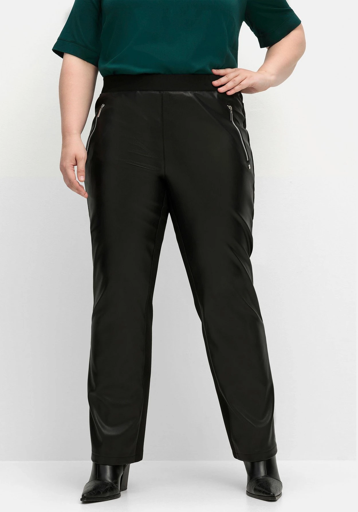 Sheego Gerade Hose Mit Stretchbund, Im Materialmix 7 Sheego Gerade Hose Mit Stretchbund, Im Materialmix – Bild 5