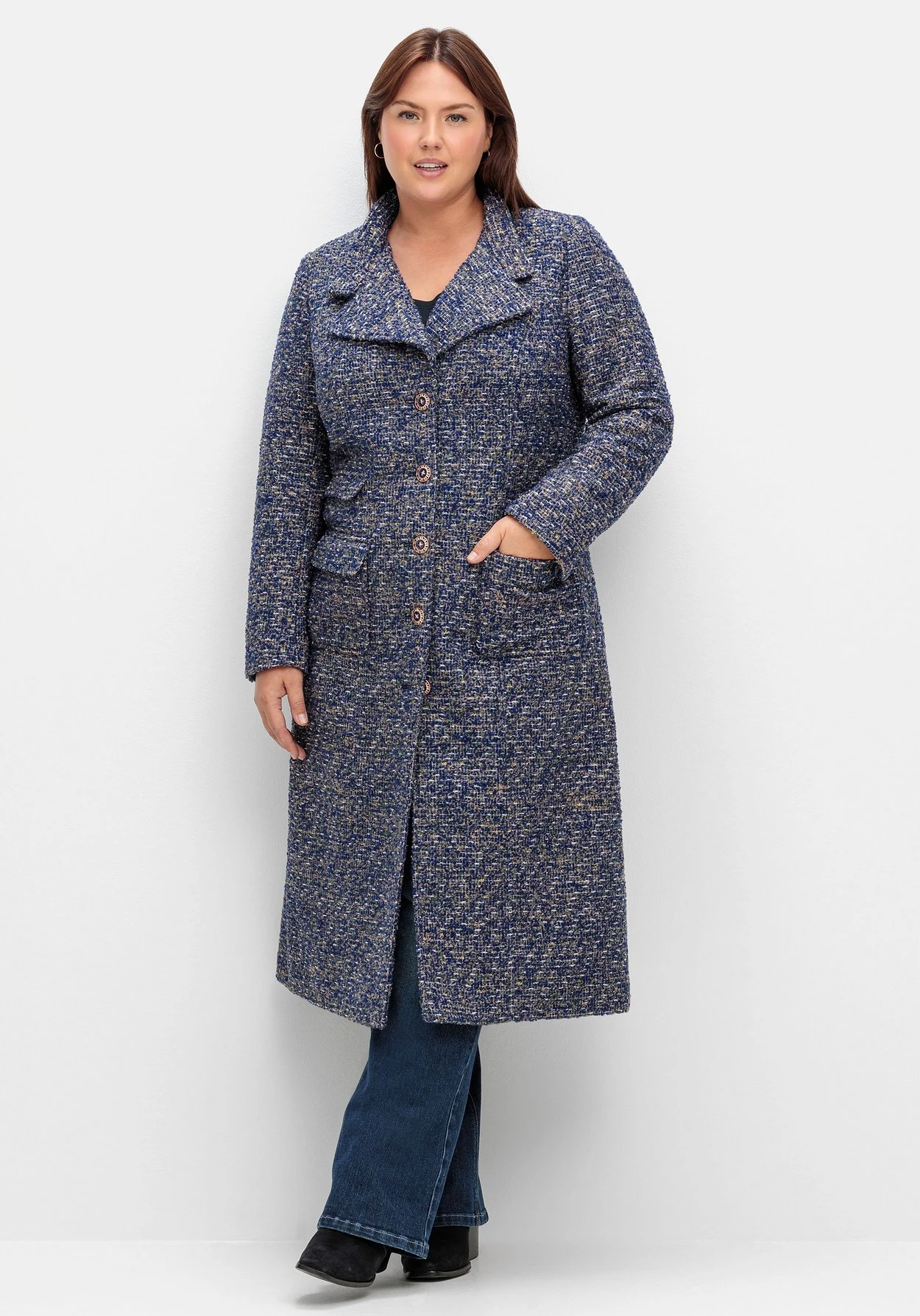 Mantel In Bouclé-Optik, In Leicht Taillierter Form 3 Mantel In Bouclé-Optik, In Leicht Taillierter Form