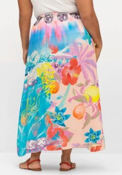 Maxirock Aus Viskose-Satin, Im Multicolor-Muster 11 Maxirock Aus Viskose-Satin, Im Multicolor-Muster -Sommertraum Mode 15044201098 04S7C 01 SH