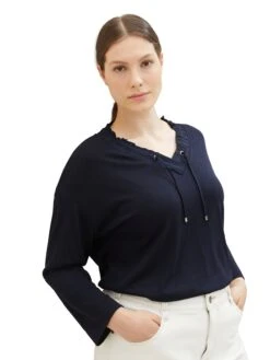 Langarmshirt Mit Gerüschtem V-Ausschnitt 11 Langarmshirt Mit Gerüschtem V-Ausschnitt -Sommertraum Mode 15089000030 04W1Z 00 SH