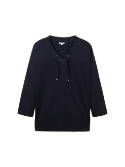 Langarmshirt Mit Gerüschtem V-Ausschnitt